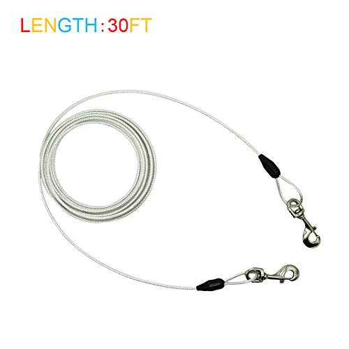 Petest 30ft Reflective Tie-Out Cable for Heavy Dogs Up to 125 Pounds