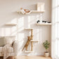 FUKUMARU Cat Wall Shelves, Stable & Safe 5 in 1 Cat Walls Furniture Set, Wooden Kitten Climbing Wall with Scratching Post for 16 Inch Drywall - Beige