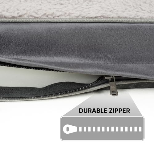 Sunheir Washable Large Dog Bed Covers Soft Plush Replacement, Waterproof Dog Bed Liner, Pet Bed Cover with Zipper 35x22x3 Inches, Grey, Cover Only