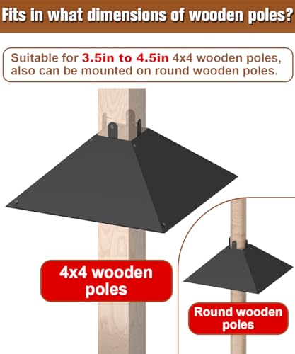 Queension Metal Squirrel Baffle for 4x4 Post, 17 Inch Squirrel Proof Baffles for Bird Feeder Poles, Outdoor Guard for Wooden Pole to Deter Raccoons from Bird Houses, 1 Pack