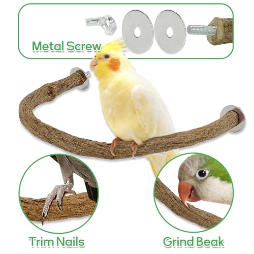 7PCS Natural Wood Bird Perches for Cage, Bird Parrot Parakeet Perch Stand, Bird Parakeet Cage Accessories, for Cockatiels Conure Budgies Small and Medium Parrots