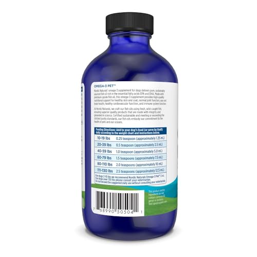 Nordic Naturals Omega-3 Pet, Unflavored - 8 oz - 1380 mg Omega-3 Per Teaspoon - Fish Oil for Medium to Large Dogs with EPA & DHA - Promotes Heart