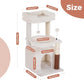 Cat Tree 32 Inches Small Cat Tree for Large Cats Adult Cat Tower with Scratching Post,15.7”Large Hammock and Self Groomer, and Removable Top Perch and Wide Condo for Indoor Cats-Beige