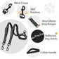 Durable Double Dog Leash Two Dog Leash No Tangle with Padded Handles & Reflective Strips for Medium Large Dogs, Comfortable Shock Absorbing Bungee