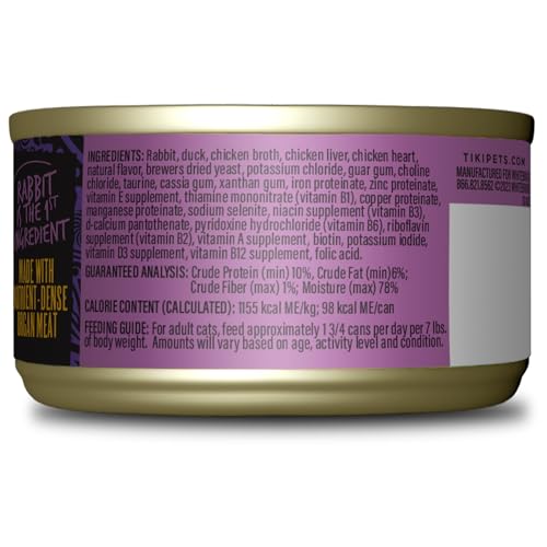 Tiki Cat After Dark Pâté Wet Cat Food, Rabbit & Chicken Liver, 3 oz. Cans (12 Count)