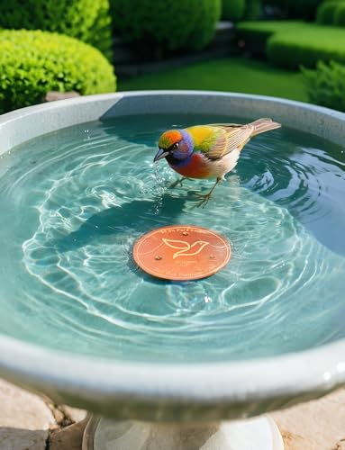 2-Pack Bird Bath Copper Disk, 0.6mm Thick 99.9% Pure Copper Cleaning Disk with Triple-Point Support, Safe Nature’s Purifier Clean Water All Season, Universal for Outdoor Birdbaths Bowls