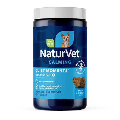 NaturVet Quiet Moments Calming Aid Dog Supplement, Helps Promote Relaxation, Reduce Stress, Storm Anxiety, Motion Sickness for Dogs (Quiet Moments