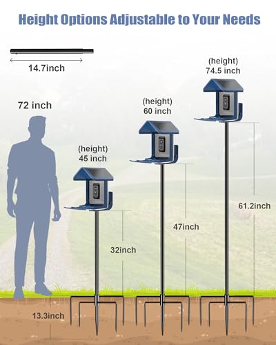 Bird Feeder Pole Stand – 74.5 Inch Height Feeding Station with 1-Inch Dia Heavy Duty for Hanging Feeders, Bird House Pole Mount Kit for Outdoor, Slip-Fit Connection