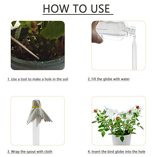 Glass Plant Watering Globes, Self Watering Globes Bird Shape, Self Watering Planter Insert, Plant Watering Devices, Automatic Plant Waterer Indoor, Watering Bulbs, 3 Pack