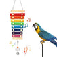 Large Parrot Suspensible Xylophone Toy, Multicolored Natural Wooden Bird Chewing Toys with Grinding Stone for Large, Medium Birds, Macaws, African Grey, Cockatoos,