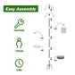 Bird Feeding Station, 90.55in 6-Hook Wild Bird Feeder Stand Pole with Water & Mesh Tray Humming Bird Feeders for Outdoors Easy Assembly for Courtyards Gardens (Black)