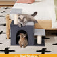 Aechonow 3-in-1 Pet Stairs for Cats, Dog Steps for Small Doggie Rabbits, 6.29''Depth Cat Stairs, Indoor Cat Ladders for High Bed for Pet's Joints, 1 Cat Condo Cave, Sisal Scratcher, Grey, Medium