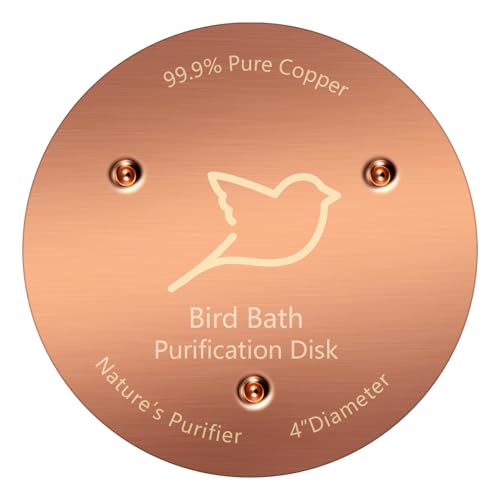 NNG 1 Pack Bird Bath Copper Disk,0.6mm Thick Reinforced 99.9% Pure Copper Bird Bath Purification Disk with Triple-Point Support,Physical Safe Water Cleaner for Outdoor Birdbaths Bowls,All-Season Use