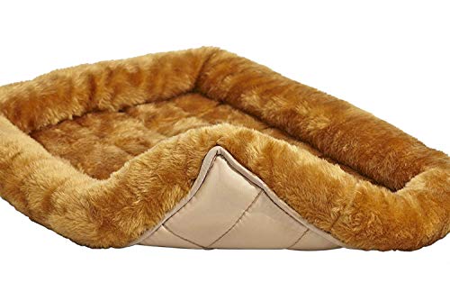 MidWest Homes for Pets QuietTime XXS Dog Bed – Cinnamon Faux Fur Bolster, Ultra-Soft and Machine Washable, Fits 18-Inch Crates and Carriers, for Small Dogs and Cats