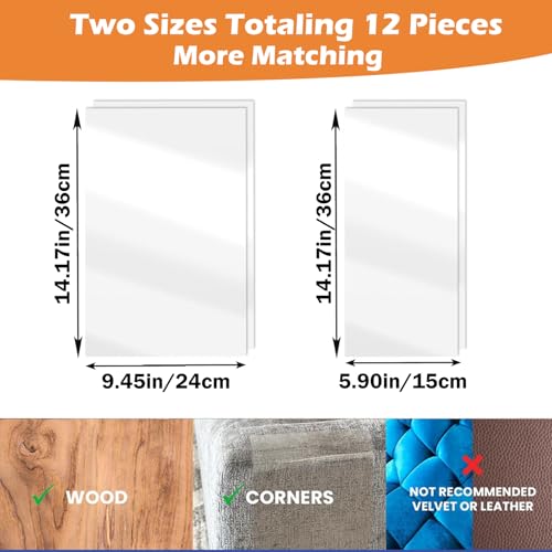 12 Pack Cat Scratch Furniture Protector Anti-Scratch Deterrent Tapes Premium Cat Couch Protector with Strong Stickiness No-Residue for Couch Doors & Walls