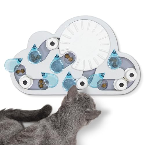 Catstages Nina Ottosson Rainy Day Puzzle & Play Cat Puzzle Feeder – Interactive Treat Game for Indoor Cats, Level 3 Slow Feeder Enrichment Toy, 13.8" x 14"