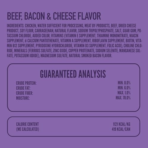 A Strong Heart Wet Dog Food, Beef, Bacon & Cheese Flavor - 13.2 oz Cans (Pack of 12), Made in The USA with Real Beef