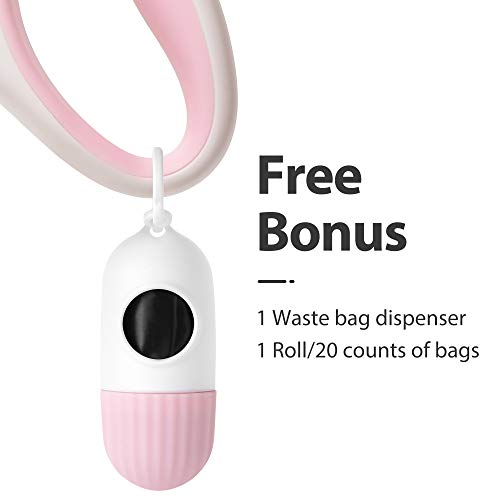 Fida Retractable Dog Leash for Small Breed up to 26 lbs, 16 ft Pet Walking Leash with Dispenser and Poop Bags, Anti-Slip Handle, Reflective Strong