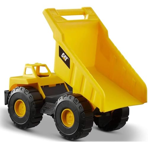 CAT Construction Toys, Construction Fleet 10" Dump Truck Toy - Heavy‑Duty Plastic, Working Tilting Bed & Free‑Rolling Wheels, Indoor/Outdoor Sandbox Truck for Toddlers & Kids Ages 2-6