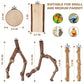 6-Piece Bird Perch Set - Natural Wood Grape Sticks, Paw Grinding Forks, Bird Stand & Toys for Parakeets, Cockatiels, Conure, Budgies