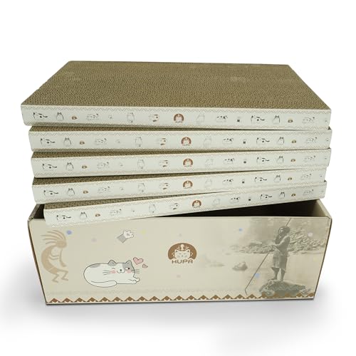 5 Pack Cat Scratching Boards | Reversible Cardboard Cat Scratcher with Catnip | Corrugated Cardboard cat Scratcher | Indoor Cat Scratch Pad | Durable Cat Scratcher Box | 16.34" L x 11.42" W x 5.51" H