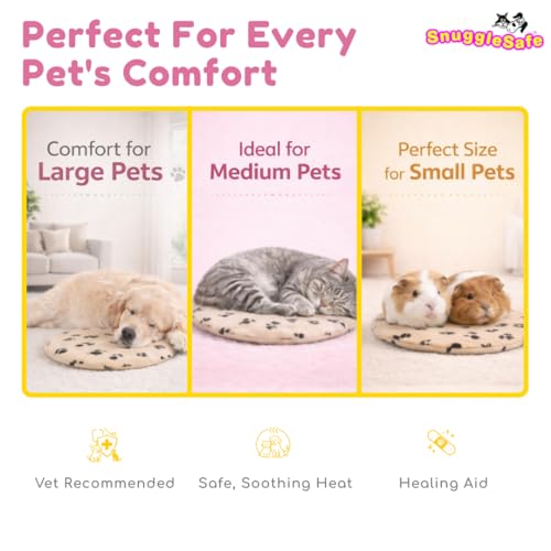 SnuggleSafe Original Microwave Heat Pad for Pets - Chew Proof, Water Resistant Heating Disc for Dogs, Cats, Rabbits, Guinea Pigs and Small Animals - Up to 10 Hours Warmth