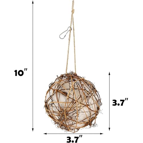 winemana Bird Nesting Material Holder for Hummingbirds, 3 Pack Natural Nesting Balls with Cotton Fibers for Wild Birds Outdoor Hummingbird House Gift for Bird Lovers Refillable