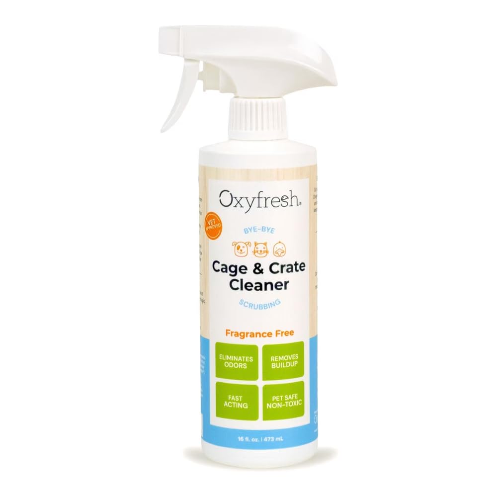 Oxyfresh Premium Crate & Cage Cleaner – Professional Dog Crate & Small Animal & Bird Cage Odor Eliminator – Quickly Cleans, Removes Poop & Deodorizes Pet Odors – Safe & Bleach Free