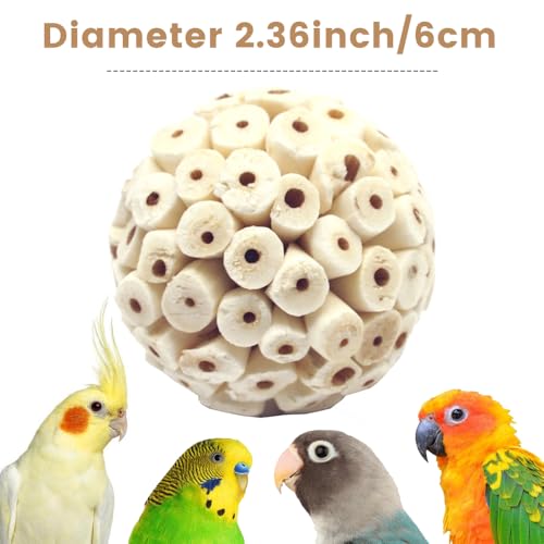 4PCS Bird Toys Sola Balls 2.36'' - Bird Foraging Toy, Sola Atta Ball, Parrot Chew Shred Toy for Sharpening Claws & Beaks for Cockatiel, Parakeets, Conure, Love Birds, Budgie and Small Birds