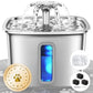 Veken Innovation Award Winner Stainless Steel Cat Water Fountain, 108oz/3.2L Automatic Pet Fountain Dog Water Dispenser with 3 Replacement Filters & Silicone Mat, Gifts for Cats, Dogs (Silver)