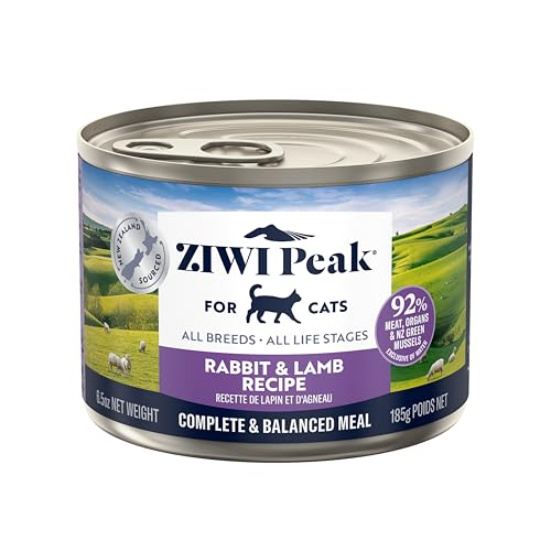 ZIWI Peak Canned Wet Cat Food – All Natural, High Protein, Grain Free, Limited Ingredient, with Superfoods (Rabbit & Lamb, 12-pack of 6.5oz Cans)