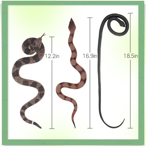 3PCS Rubber Snakes Fake Snake, Realistic Rubber Snake Toy to Keep Birds Away for Garden, Lifelike Plastic Fake Snakes Prank Toys for Men, Adults Kids Gag Gifts, Prank Stuff Props for Halloween Decor