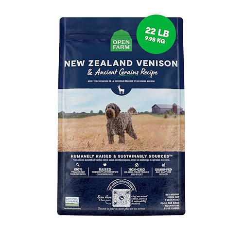 Open Farm, Ancient Grains Dry Dog Food, Protein-Rich & Nutrient Dense, 90% Animal Protein Mixed with Non-GMO Fruits, Veggies and Superfoods, New Zealand Venison Recipe, 22lb Bag