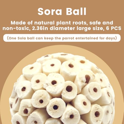 4PCS Bird Toys Sola Balls 2.36'' - Bird Foraging Toy, Sola Atta Ball, Parrot Chew Shred Toy for Sharpening Claws & Beaks for Cockatiel, Parakeets, Conure, Love Birds, Budgie and Small Birds