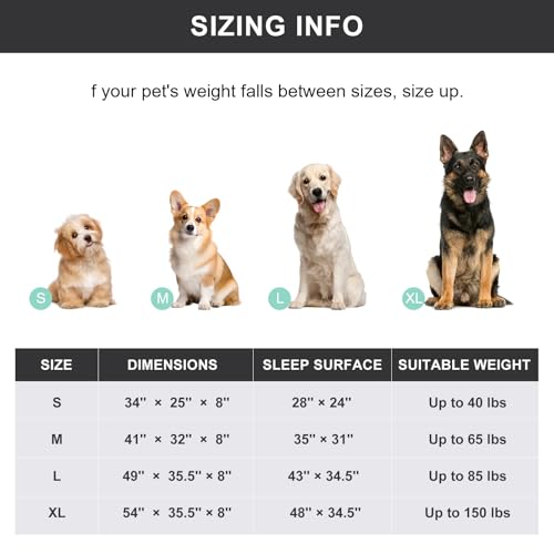 50" Lx32 Wx8 H Cooling Elevated Dog Bed for Large Dogs with Non-Slip Floor Protectors & Breathable Mesh, Raised Indoor & Outdoor Dog Cot Pet Hammock, Grey