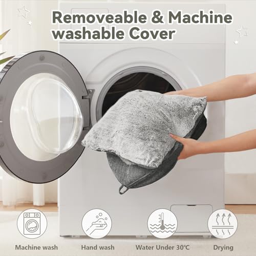 Cat Bed Cave-Cat Beds for Indoor Cats,Kittens and Small Pets,Soft and Warm Cats House Tent Bed,Foldable and Washable with Removable Cushioned and Anti Slip Bottom,Grey 15inches