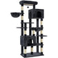 Heybly Cat Tree, 76-Inch Tall Heavy Duty Cat Tower for Big Cats with Extra Wide Baseboard, Multi-Level Large Cat Furniture with 2 Condos & 2 Hammocks, 10 Scratching Posts, Smoky Gray HCT039G