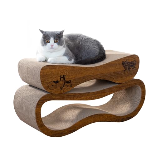 Cat Scratcher 2 in 1 Scratchers for Indoor Cats Scratching Board Cardboard, Horizontal Corrugated Scratch Pad for Cats as Beds & Furniture Reversible Sofa Scratch