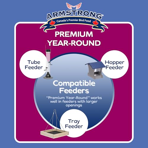 Armstrong Wild Bird Food Premium Year-Round Blend, 40 Pounds - with Cut Corn, Red Milo, White Millet & Black Oil Sunflower Seeds - Backyard Bird Feeding