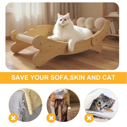 Cat Scratch Pad with Replacement Scratching Felt, Large Cat Scratcher Bed Hammock Lounge for Scratching Pad, Protects Furniture,Kittens Gifts