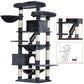 Heybly Cat Tree, 71-Inch-Tall Tower for Indoor Cats with 2 Perches, 2 Big Condos, 2 Hammocks, Basket, Scratching Pad, Large Cat Furniture and Condo, Smoky Gray HCT034G