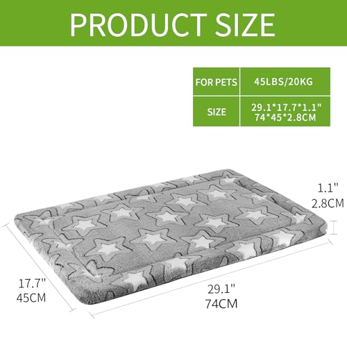 EMPSIGN Dog Crate Pad - Reversible Kennel Mat (Cool & Warm), Machine Washable, Cozy Star Pattern Sleeping Pad for Small Medium Large Dogs, All-Season Pet Bed, Suitable for 30"x20" Dog Crate, Grey