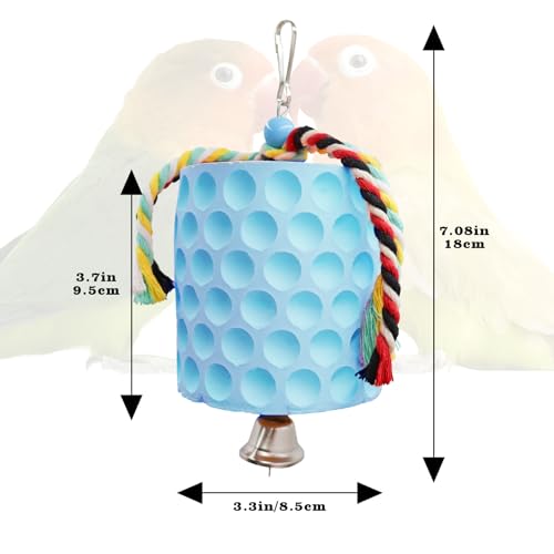Extra Large Bird Chewing Toy, Parrot Beak Grinding Calcium Stone with Bells, Bird Cage Accessories, Cage Toys for Cockatiel Parakeet Parrot Budgies Rat Hamster Chinchilla Rabbit Bunny African Grey