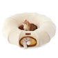 Cat Tunnel Bed for Indoor Cats, Cute Cat Donut Toy Tunnel for Small Large Cats, Peekaboo Pet Cave Play Tunnel Toys for Kitten/Rabbit,Beige