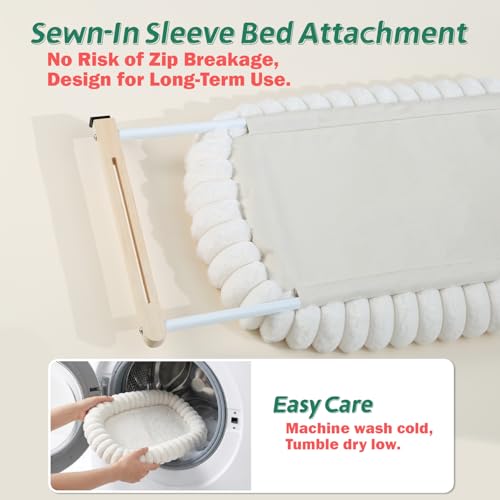 Zakkart SnugCloud Cat Window Perch with 4-Sided Bolster - Orthopedic Cat Hammock for Window Sill - Solid Hardwood & Metal Frame - Window Seat for Pets (Natural Color Wood w/White Bed, Medium)