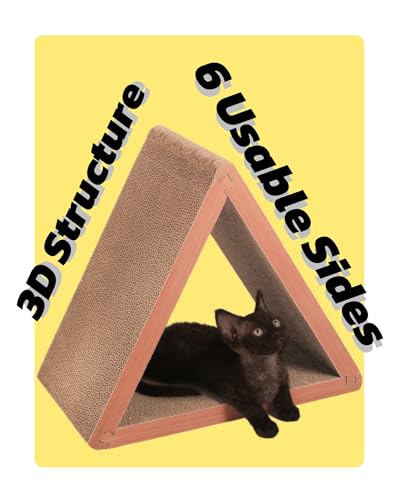 Cat Scratcher Cat Scratching Board - Foldable - Triangle, 6 Usable Sides Scratchers for Indoor Cats, Vertical Cat Scratch Pads(Pack of 3)