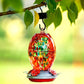 Muse Garden Glass Humming Bird Feeders for Outdoors - 27OZ Blown Glass Hummingbird Feeder - Unique Gift Mom Women Grandparents, Outdoors Hanging Garden Decor, Includes Ant Moat & Brush, Red Swirl
