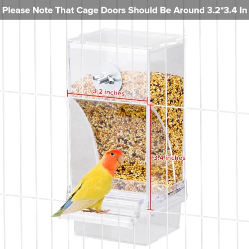 No Mess Bird Feeder Water Dispenser Set, Parakeet Cage Accessories, Bird Feeder and Waterers in Cage for Cockatiels, Finches, Lovebirds, Budgies, Canaries