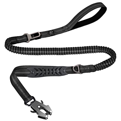 Raipult Tactical Dog Leash Heavy Duty, 4-6FT Shock Absorbing Bungee Leash with Quick Release Clip& 2 Handles, No Pull Waking Lead with Car Seatbelt