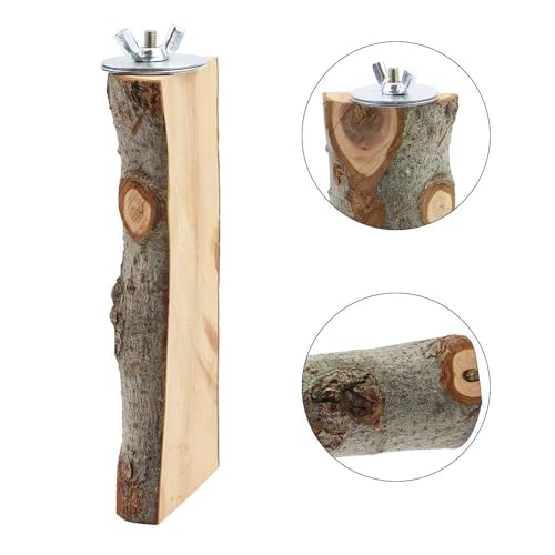 BILLIOTEAM 4 Pack Natural Wood Bird Perch Parrot Stand Branches Fork Toys,Pet Bird Cage Wooden Hanging Perch Platform Hammock Swing Toy for Small Parakeets,Budgies,Cockatiels,Conures,Finches